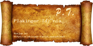 Plakinger Ténia névjegykártya